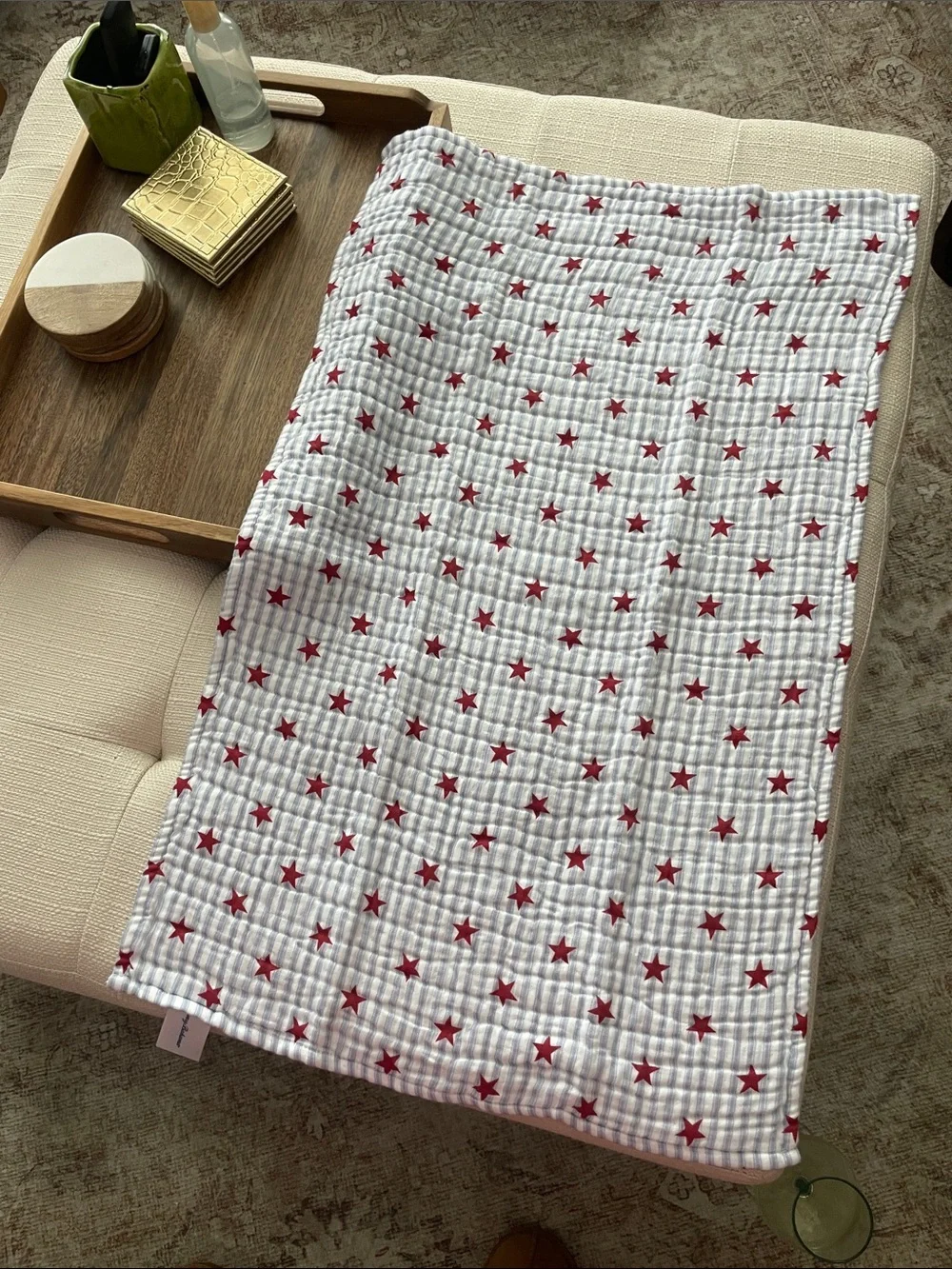 Tommy Bahama Blue & White Striped with star tea towel
